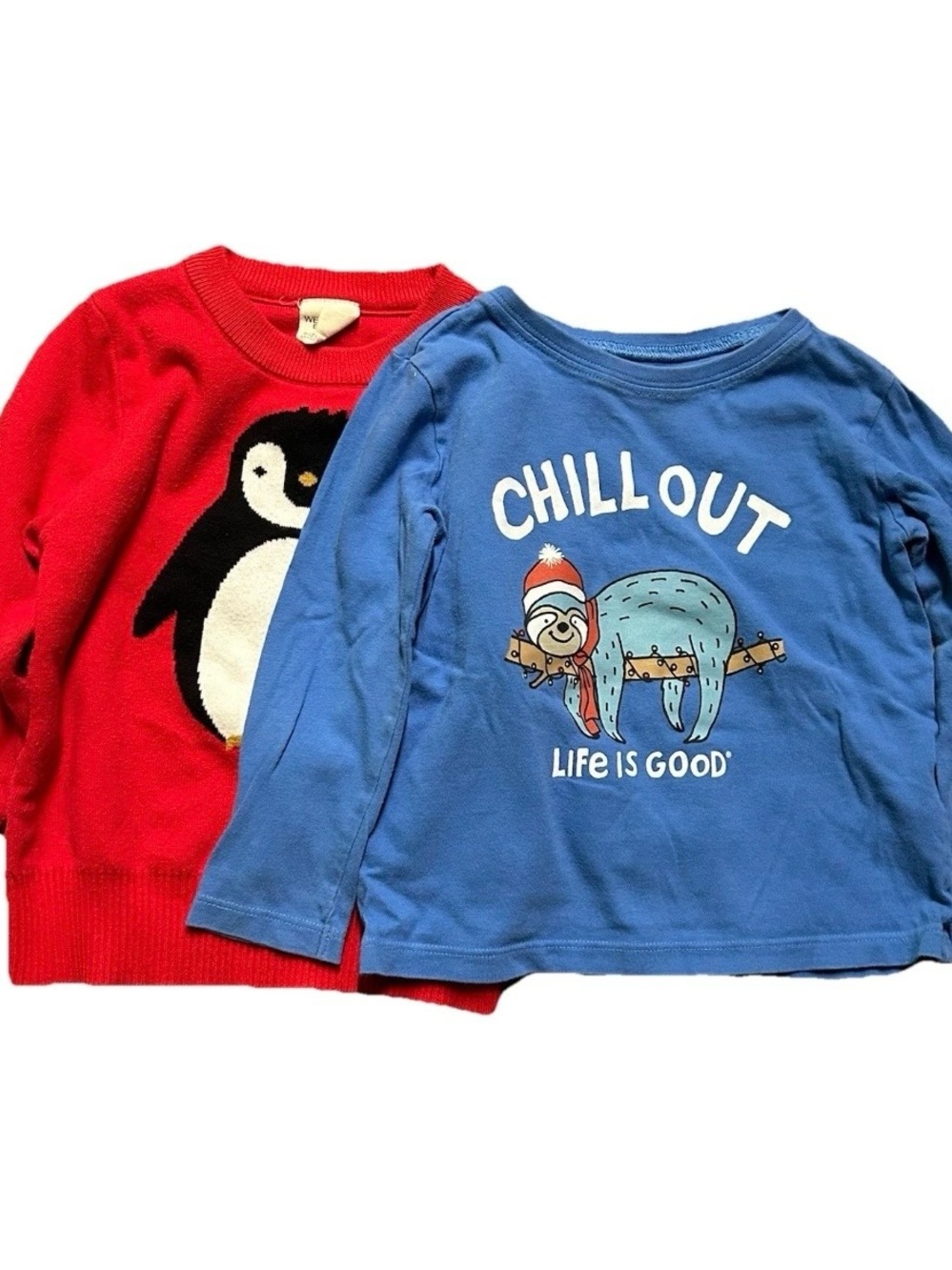 Toddler Winter Tops Life Is Good Long Sleeve Red Sweater Penguin Size 3T